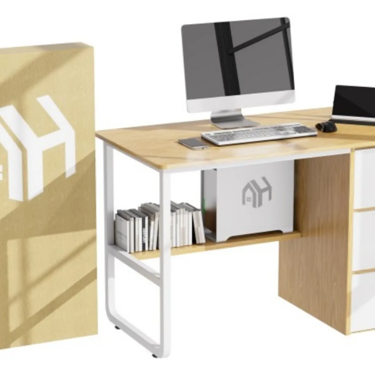 ANYHOGAR - Escritorio Pata Metal Oficina Cajon 100x50x74cm