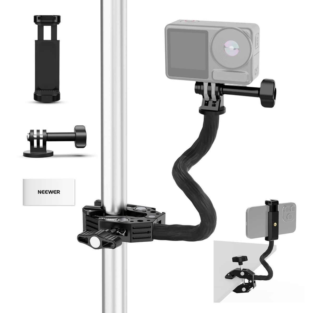 NEEWER - Super Clamp Mount Brazo Soporte Para Gopro Cámara Celular Dji Insta360