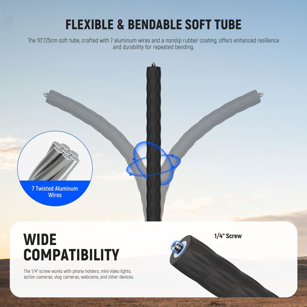 NEEWER - Super Clamp Mount Brazo Soporte Para Gopro Cámara Celular Dji Insta360