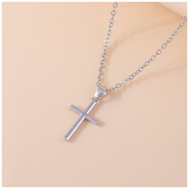 KUANGYE - Collar Cadena Mini Cruz Mujer Niña Niño Bañado en plata + Caja Reg
