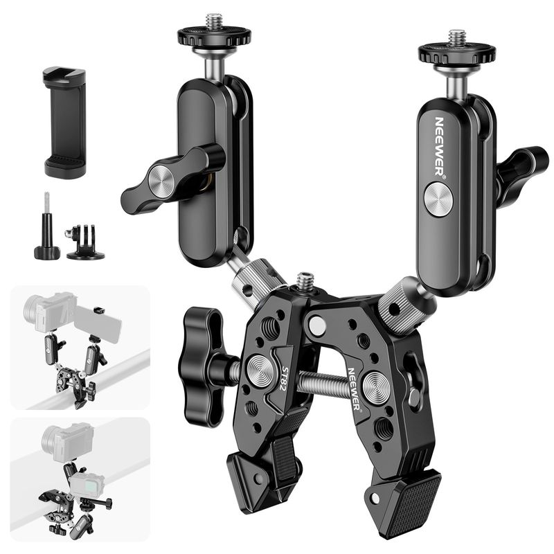 NEEWER - Súper Clamp + Dos Brazo Mágico Para Gopro Cámara Celular Insta360 DJI