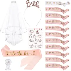 KUANGYE - Kit Cotillón Decoración Fiesta Despedida Soltera Velo Bandas