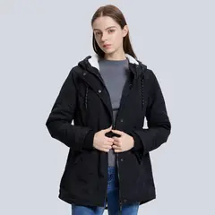 EASTONE - Abrigo Con Capucha De Algodón Para Mujer