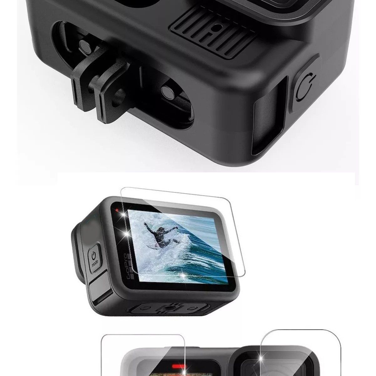 KUANGYE - Pack Carcasa Tapa + Láminas Vidrio Para Gopro Hero 13 Black