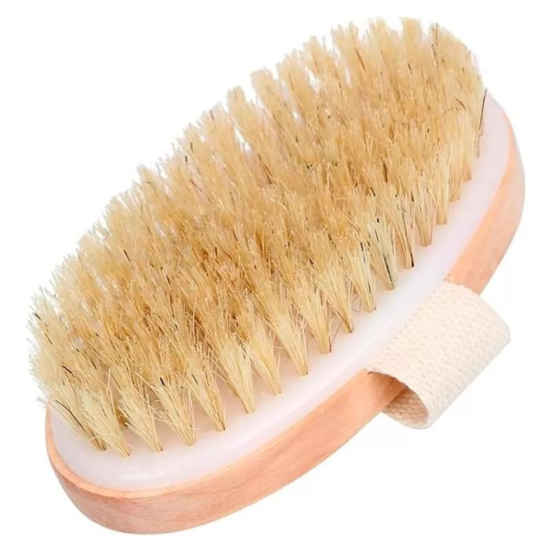 KUANGYE - Cepillo De Cuerpo Seco Corporal Ovalado Cerdas Naturales