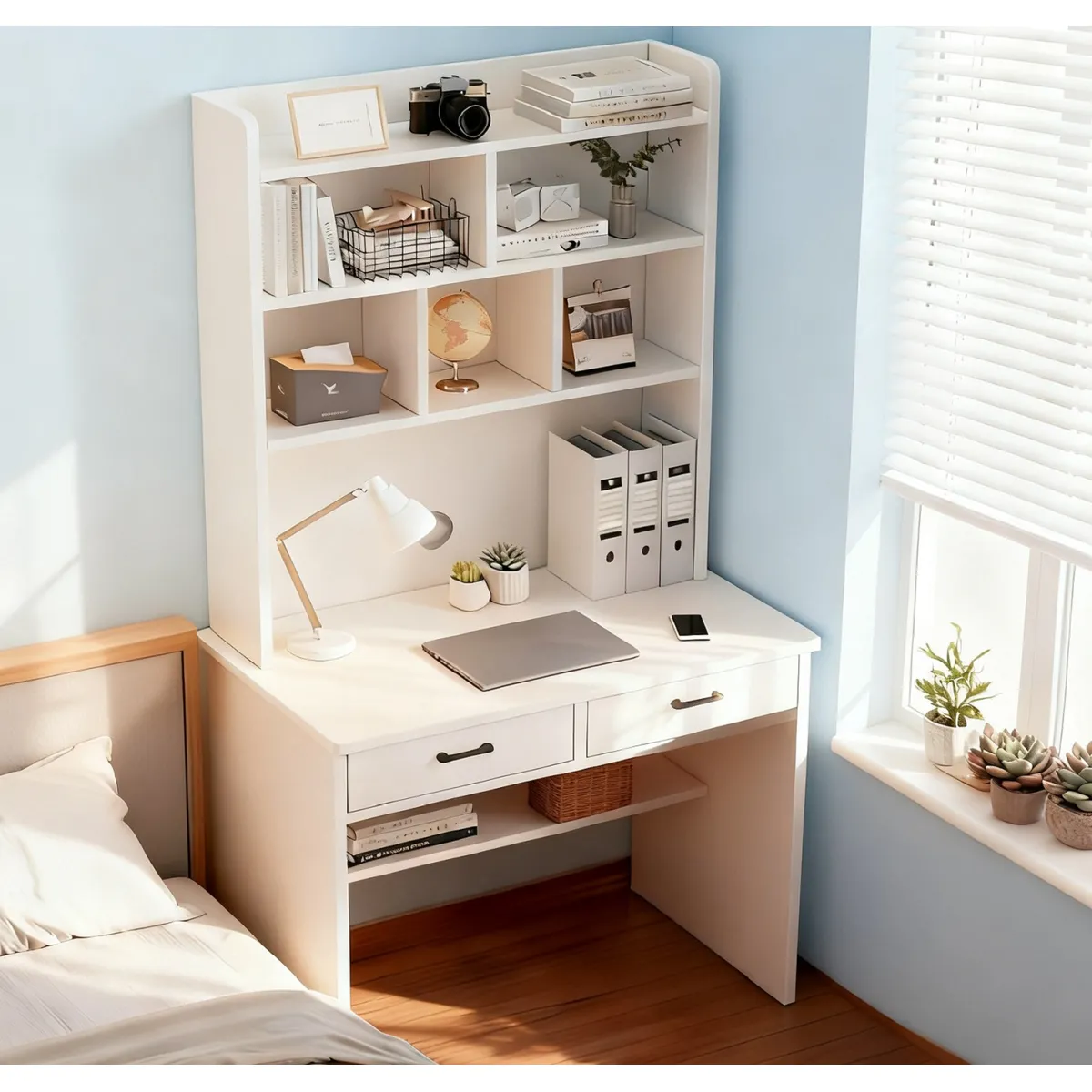 VIDITA - Escritorio Con Estanteria Biblioteca 80x180 cm Cajón Oficina