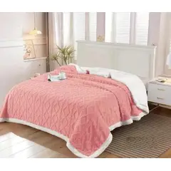 GENERICO - FRAZADA CON CHIPORRO 2 PLAZA ROSA TEXTURIZADA DISEÑO TRENZADO RS