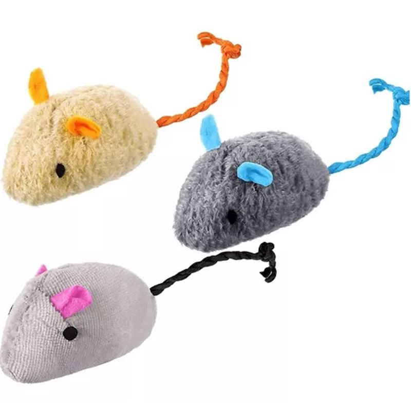 GENERICO - Set de 3 ratones de peluche con hierba gatera catnip para gatos