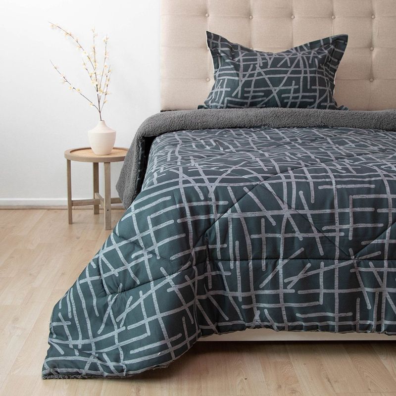 DORAL - Plumón sherpa estampado 1,5 plazas gris