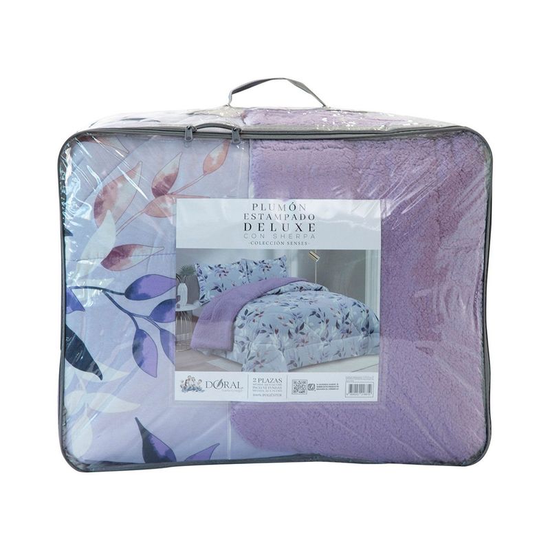 DORAL - Plumón sherpa estampado 1,5 plazas lila