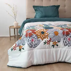 DORAL - Plumón sherpa estampado 1,5 plazas verde