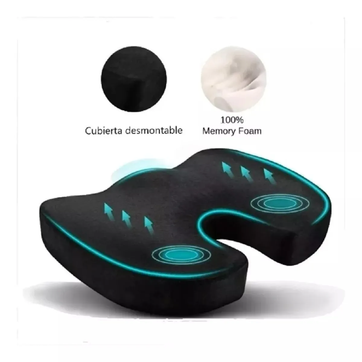 MUNDO MAGIA - Cojín Coxis Ortopédico Ergonómico Con Memoria Asiento