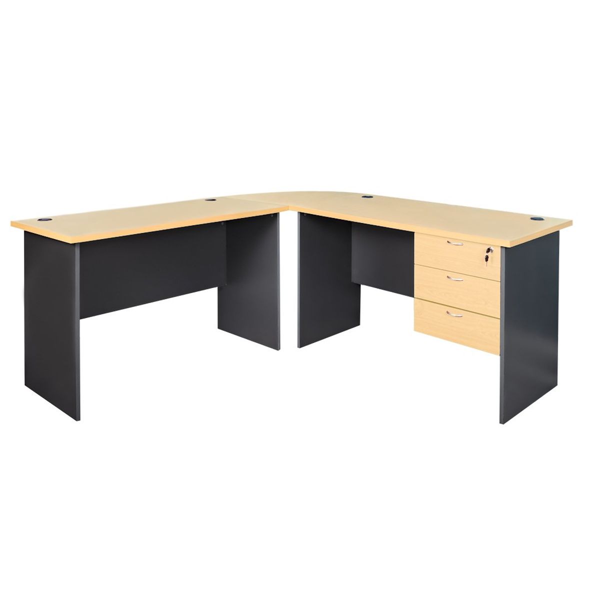 GENERICO - Escritorio L 180 X 180 cm Laminado Alta Presión con Cajonera y Llaves