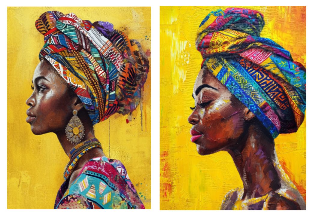 Cuadro Canvas Imagen Miss Afro en lienzo Pack X2 Uds 30x50cm Cu