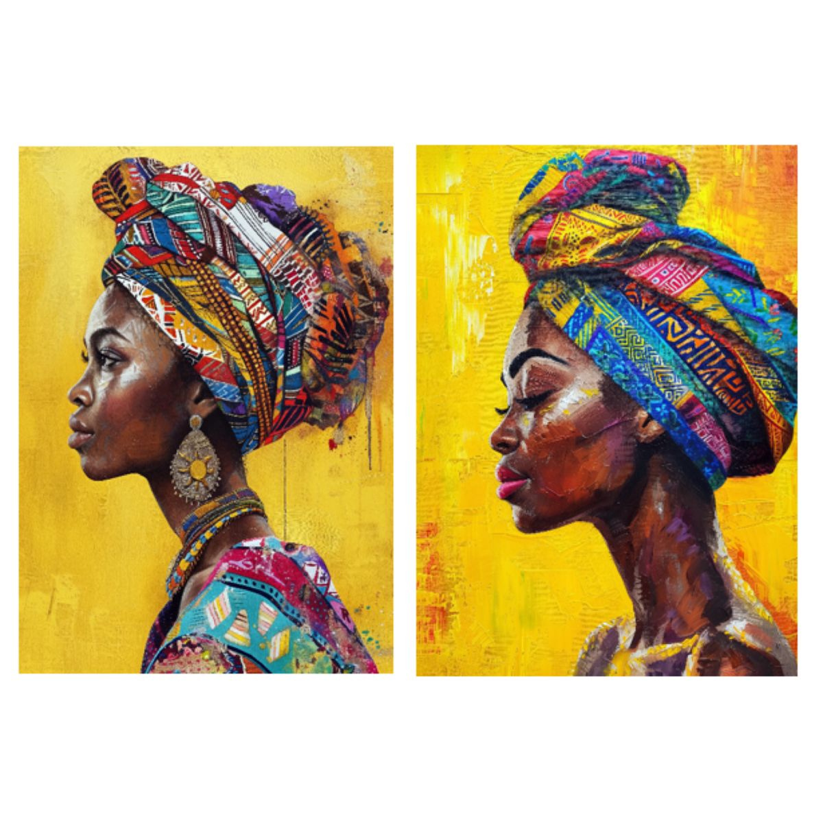 LOS REGALONES - Cuadro Canvas Imagen Miss Afro en lienzo Pack X2 Uds 30x50cm Cu
