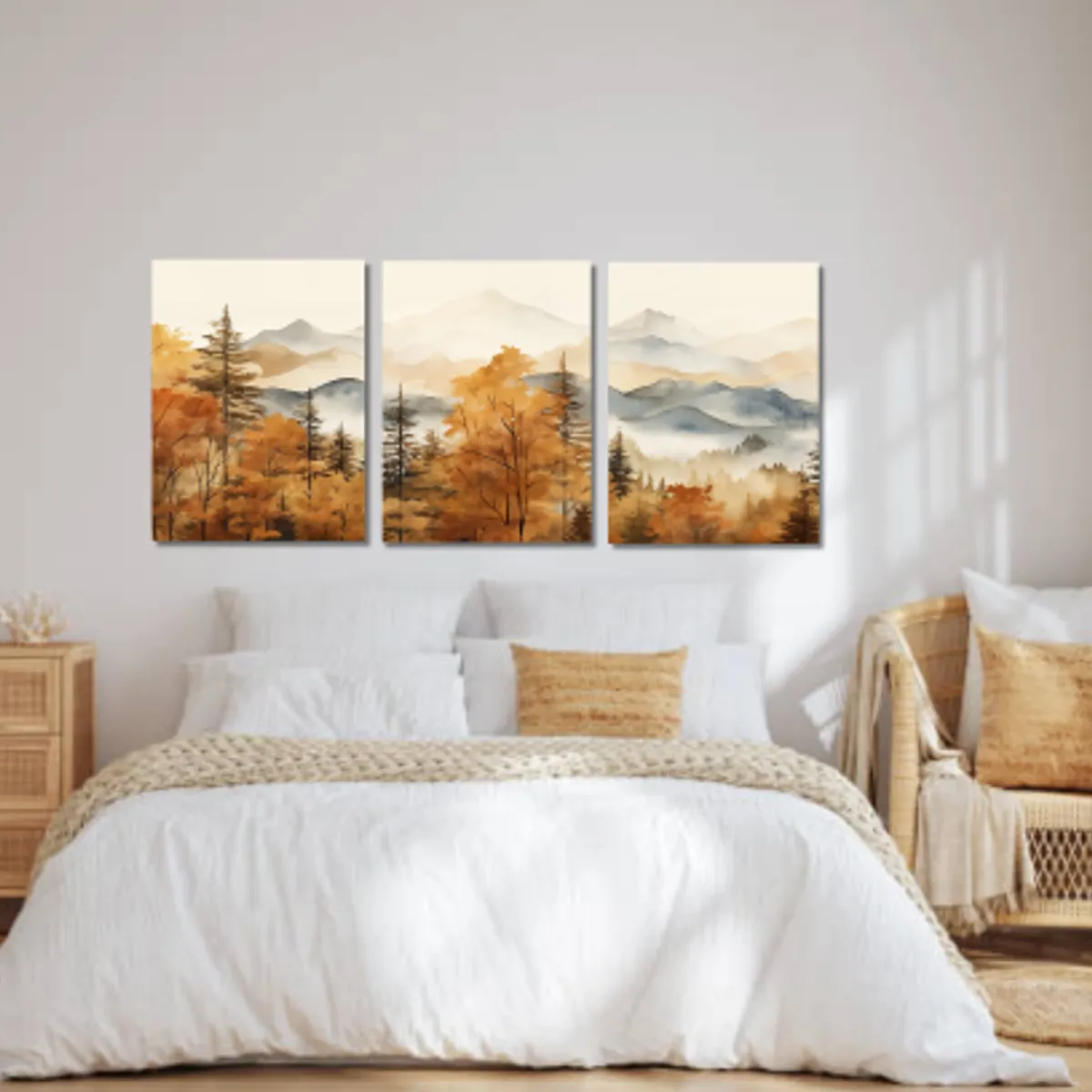 LOS REGALONES - Cuadros Lienzo Canvas 1.6 Mts x 80cm Montañas y Bosques Otoñales