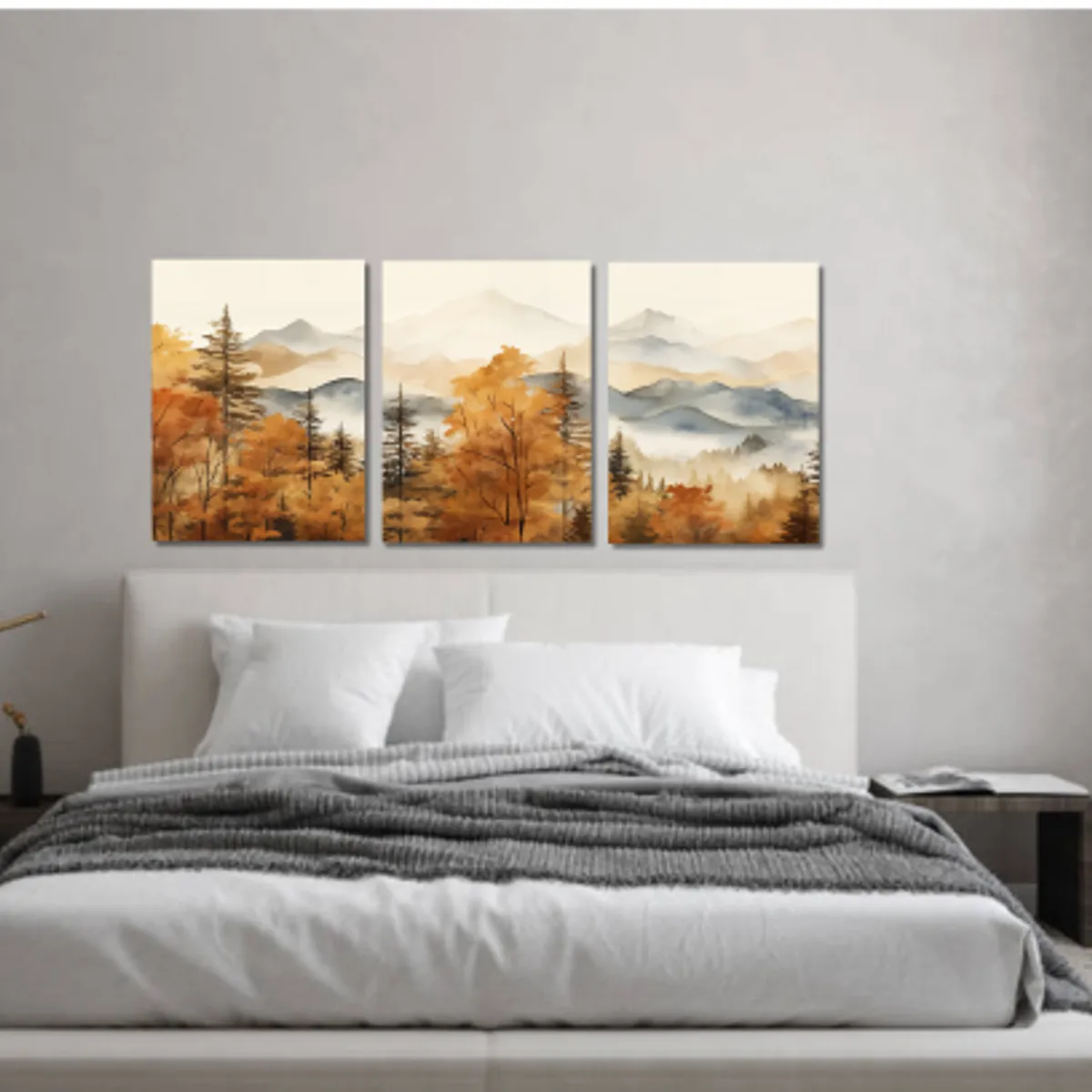 LOS REGALONES - Cuadros Lienzo Canvas 1.6 Mts x 80cm Montañas y Bosques Otoñales