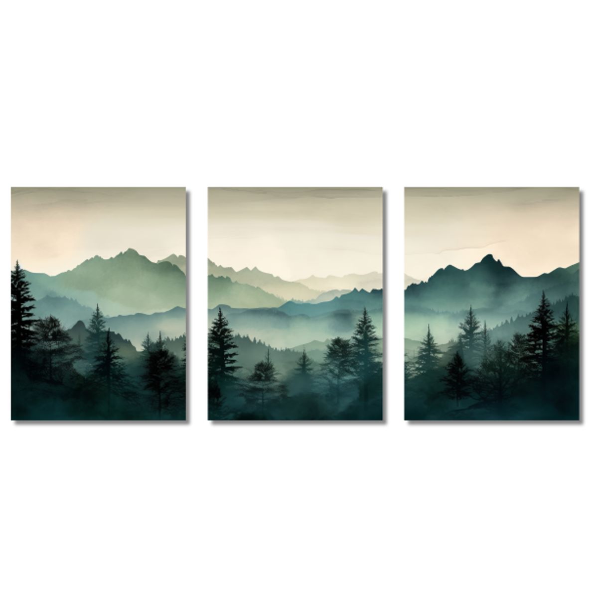 LOS REGALONES - Cuadros Lienzo Canvas 1.6 Mts x 80cm Montaña Verde Salvia