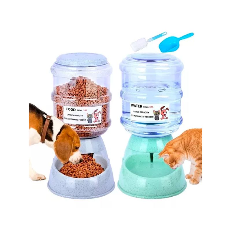 GENERICO - Pack 2 Dispensador Agua  Comida Para Gatos Y Perros Mascota