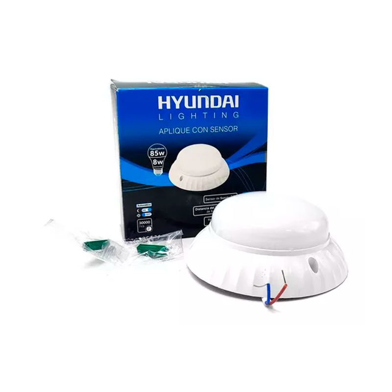 GENERICO - 3 X Aplique Led Sensor Movimiento 8w Hyundai Color Blanco Frio