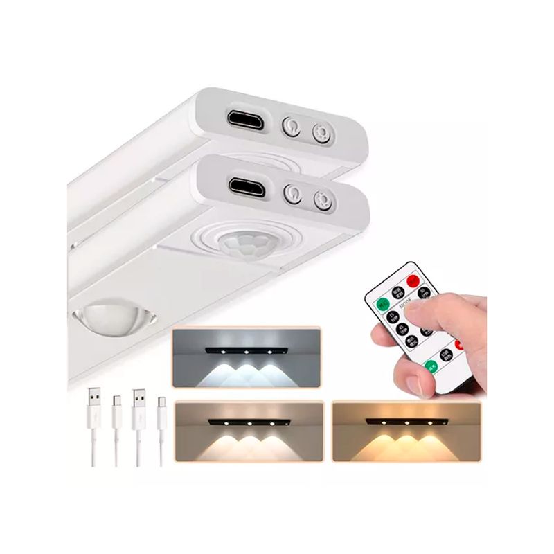 GENERICO - Pack 2 Luz Led Con Sensor De Movimiento Con Control Remoto