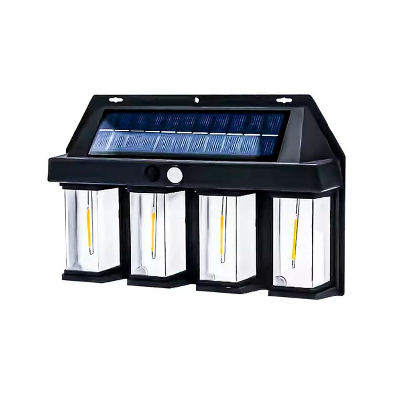 GENERICO - Farol Solar Aplique Pared 4 Led Sensor Movimiento Luz Cálida Marca Aspor De 3w
