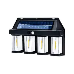 GENERICO - Farol Solar Aplique Pared 4 Led Sensor Movimiento Luz Cálida Marca Aspor De 3w