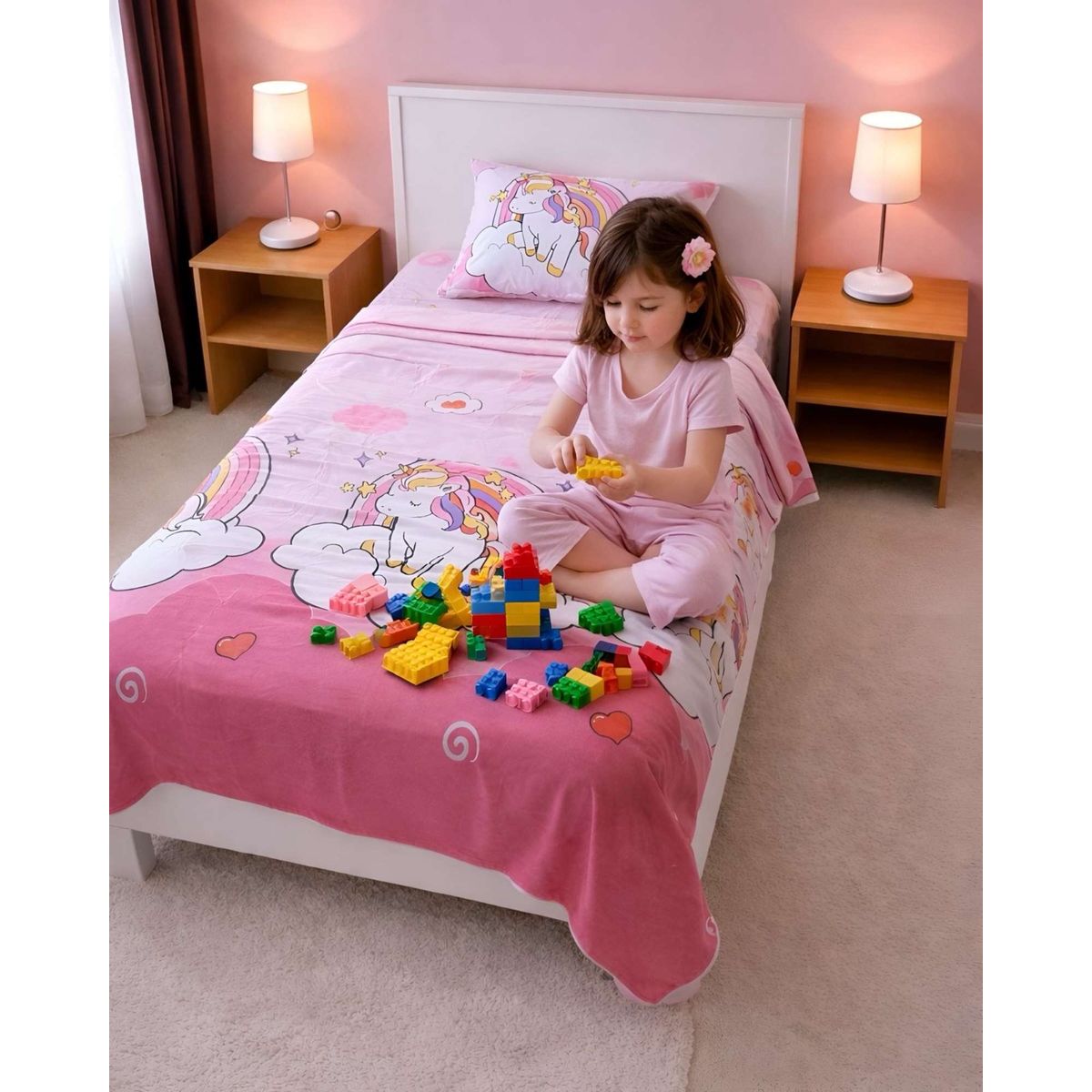 GENERICO - JUEGO DE SABANA DE NIÑA INFANTIL PLAZA Y MEDIA 3 PCS
