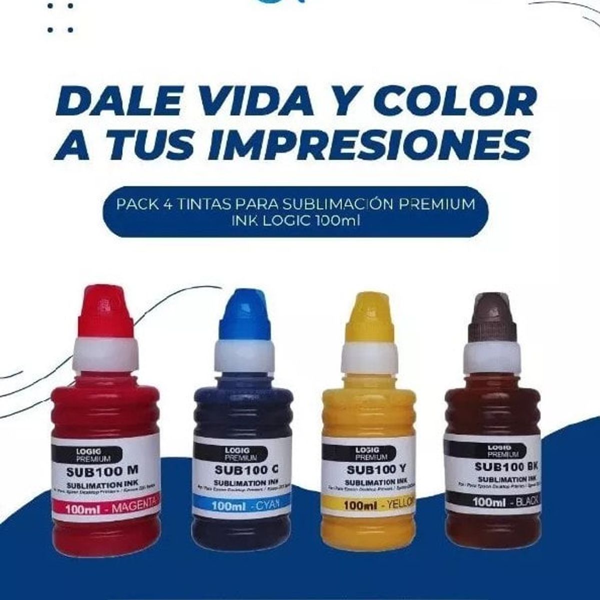 LOGIC - Tinta Amarilla Sublimación Premium 100 ml Estampar SUB-100