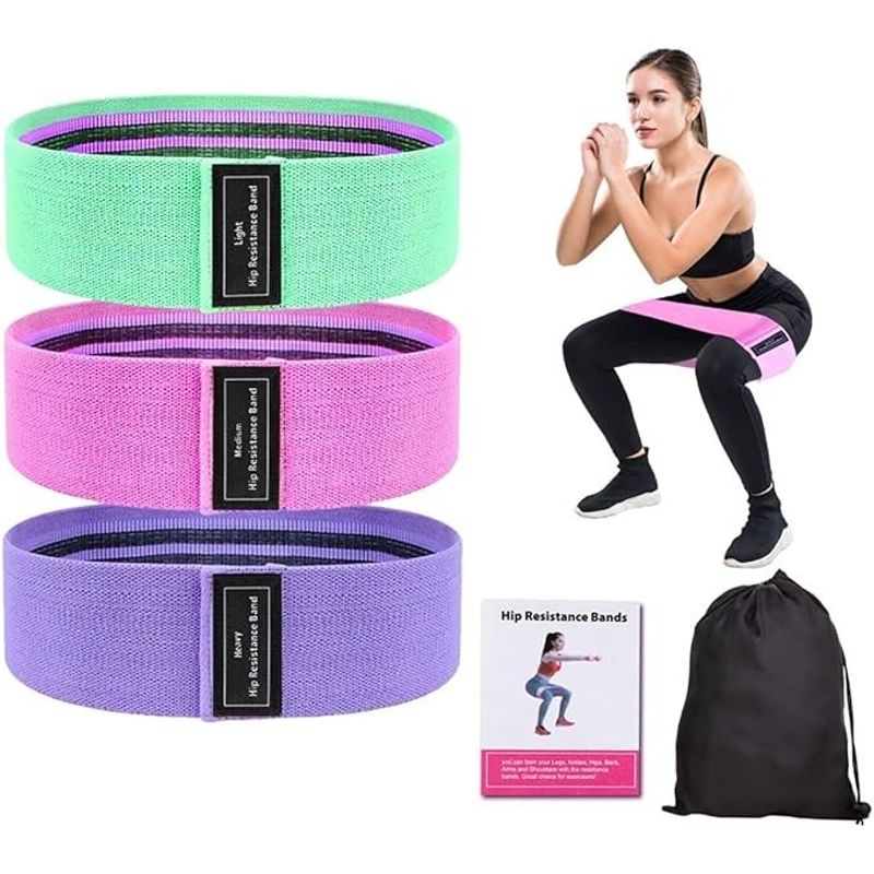 GENERICO - Set de Bandas Fitness Antideslizantes, para Piernas y Glúteos en 3 Niveles