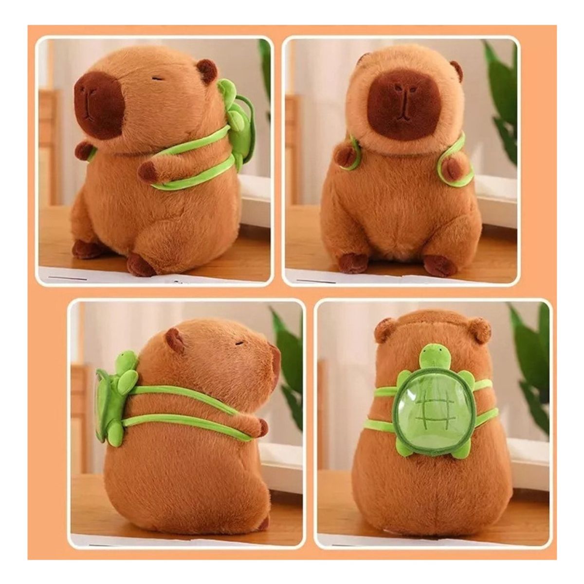 GENERICO - Juguete De Peluche Capibara Con Mochila Tortuga Pequeña 23cm