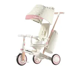 LUBABYCAS - Triciclo Balance Plegable Con Bolso 9 En 1 Rosado