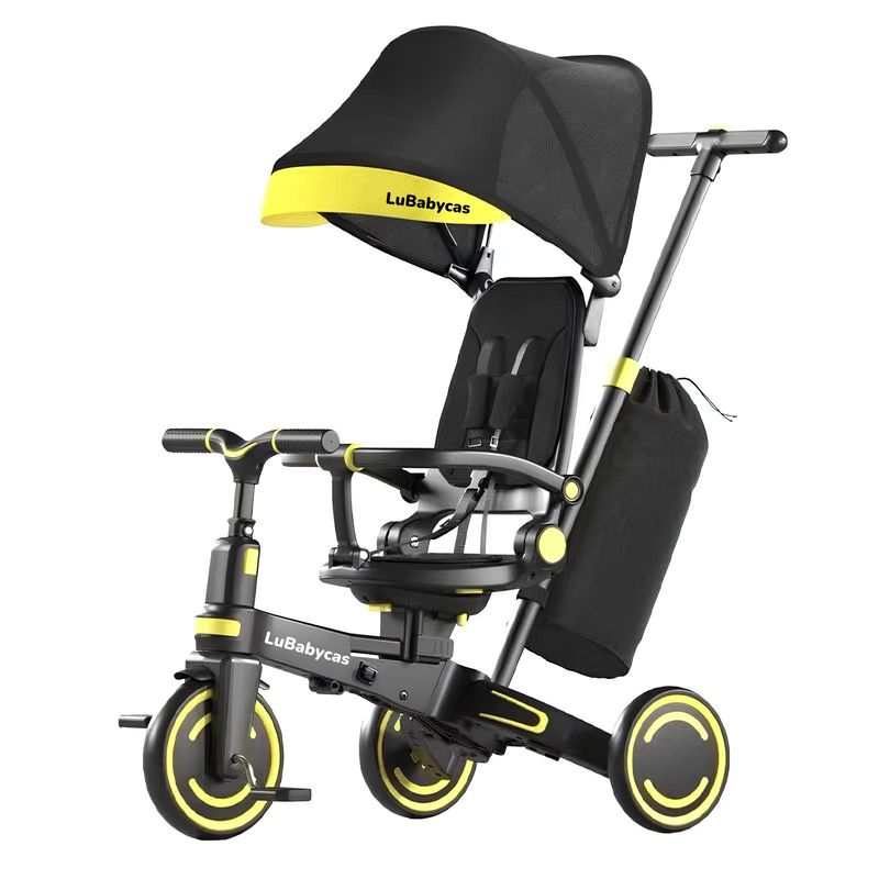 LUBABYCAS - Triciclo Balance Plegable Con Bolso 9 En 1 LuBabycas Negro