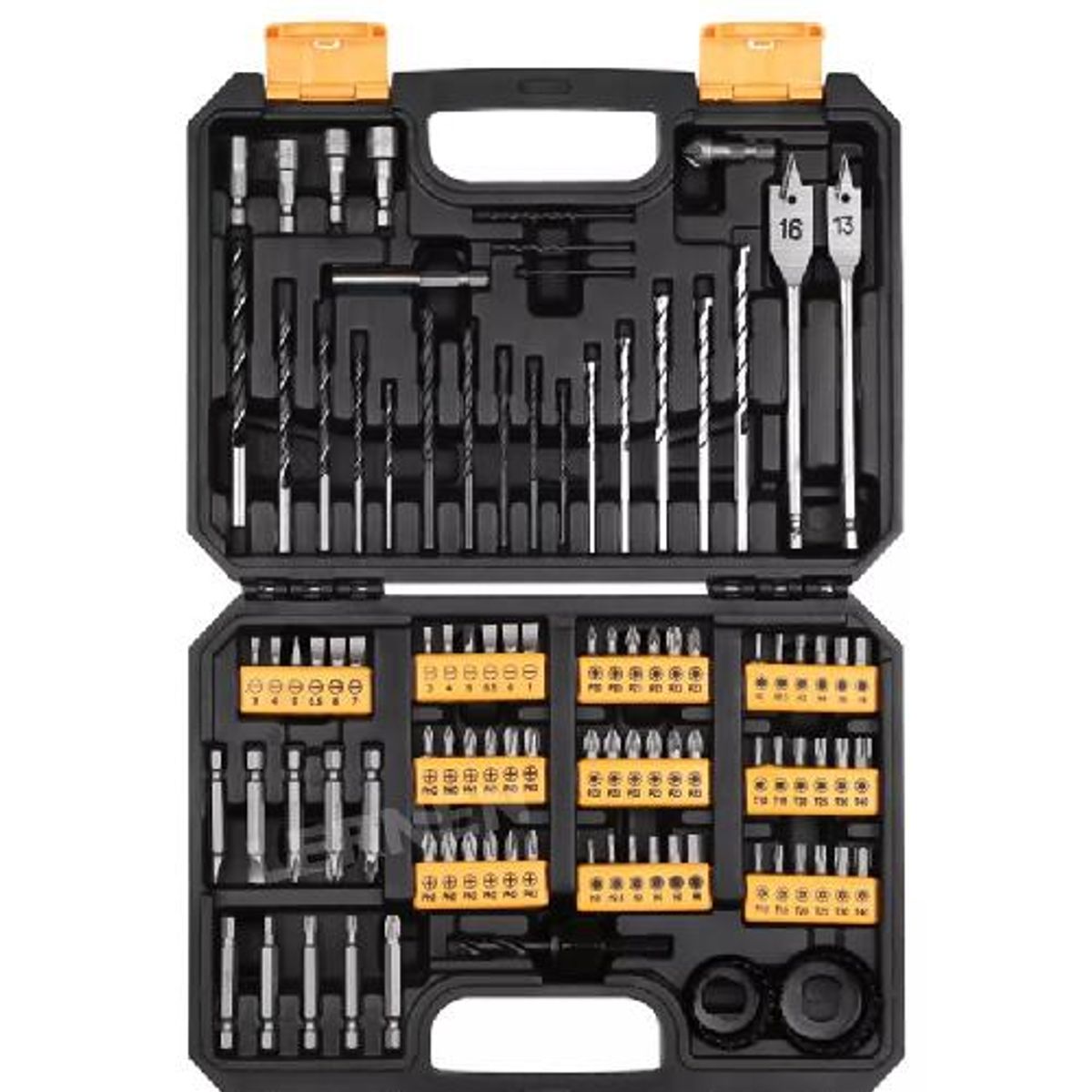 GENERICO - Maletín con 99 puntas de taladro brocas y dados color negro