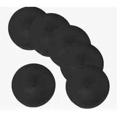 GENERICO - Set De 6 Individuales Redondos Trenzados Negros