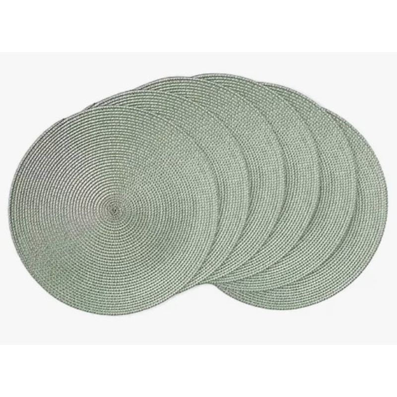 GENERICO - Set De 6 Individuales Redondos Trenzados Verde Agua