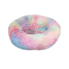 GENERICO - Cama cojin de chiporro redondo para mascotas 60cm ARCOIRIS