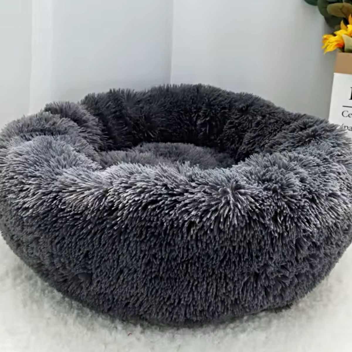 GENERICO - Cama cojin de chiporro redondo para mascotas  60cm NEGRO