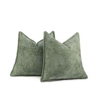 SET DE 2 FUNDAS DE COJIN CHENILLE 45x45 VERDE OLIVO