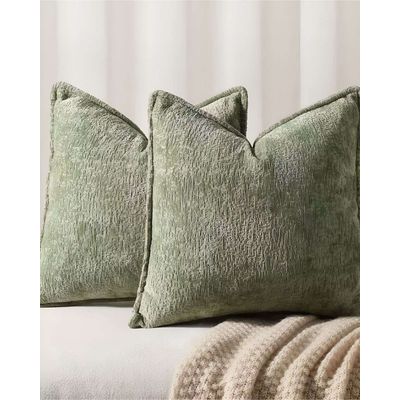 Imagen 2 del producto SET DE 2 FUNDAS DE COJIN CHENILLE 45x45 VERDE OLIVO