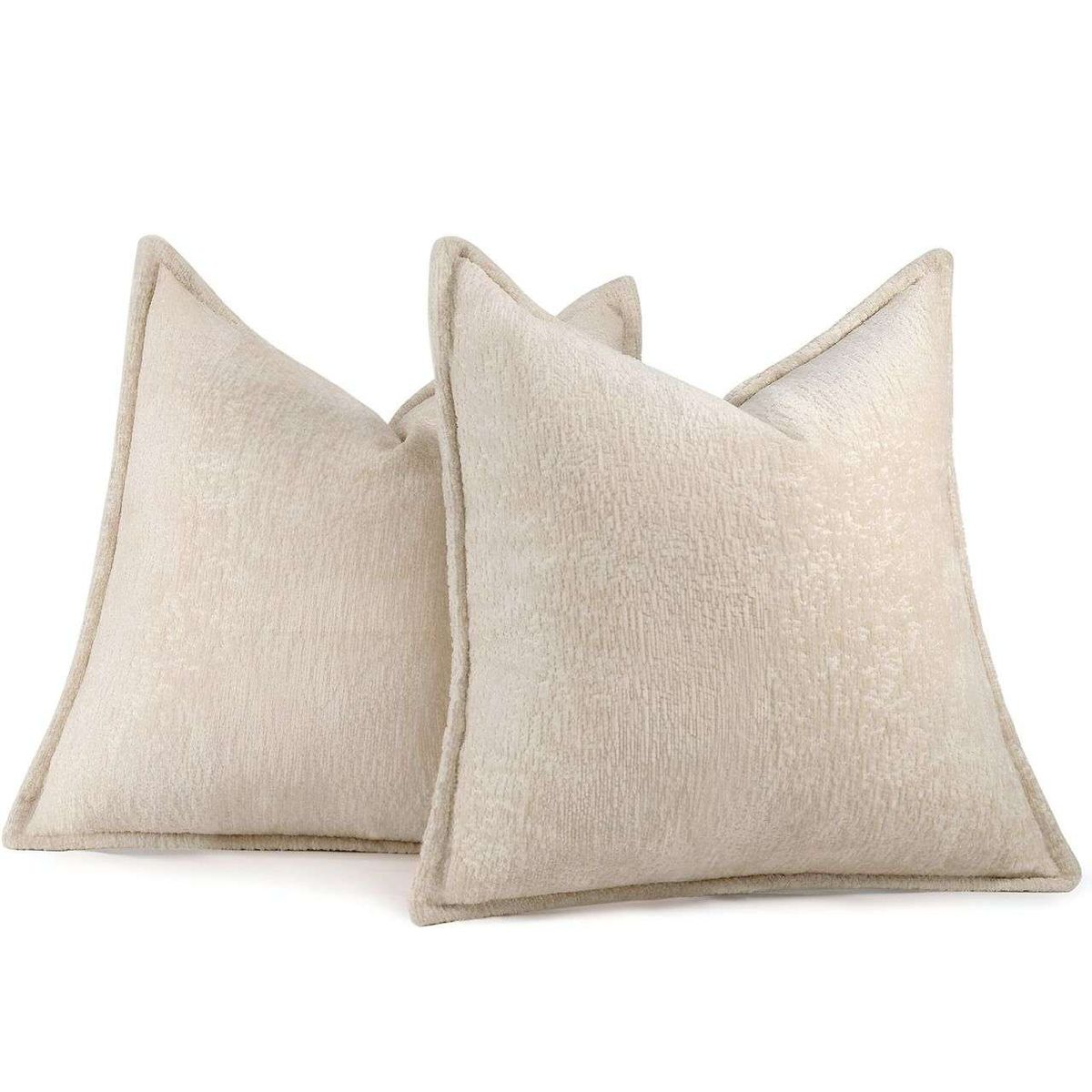 GENERICO - SET DE 2 FUNDAS DE COJIN CHENILLE 45x45 BLANCO