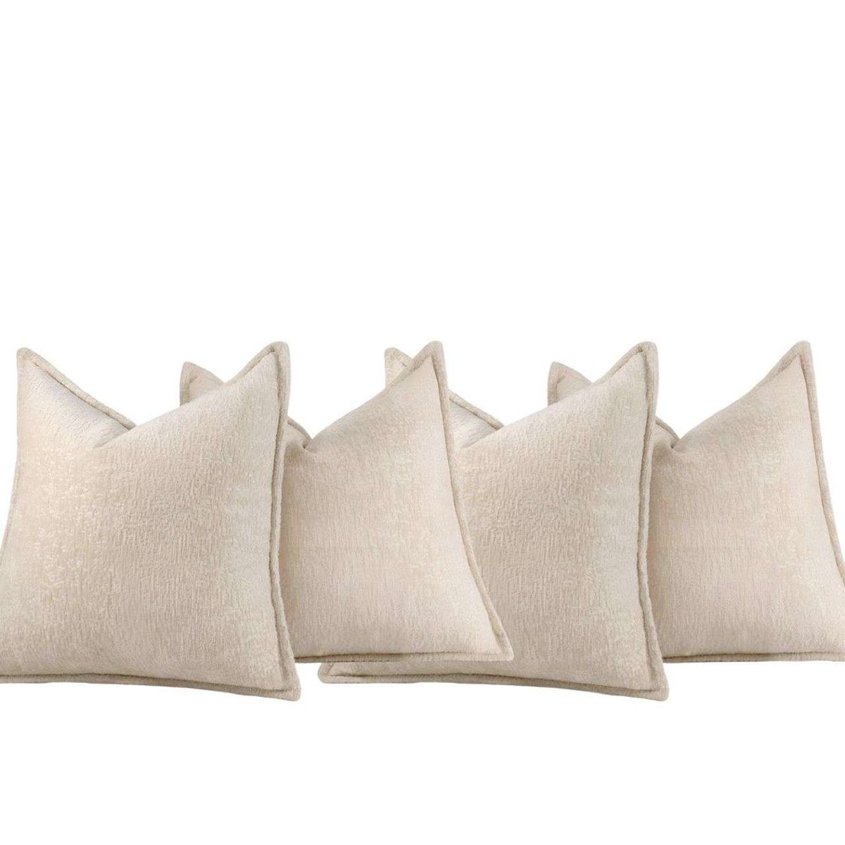 GENERICO - SET DE 4 FUNDAS DE COJIN CHENILLE 45x45 BLANCO