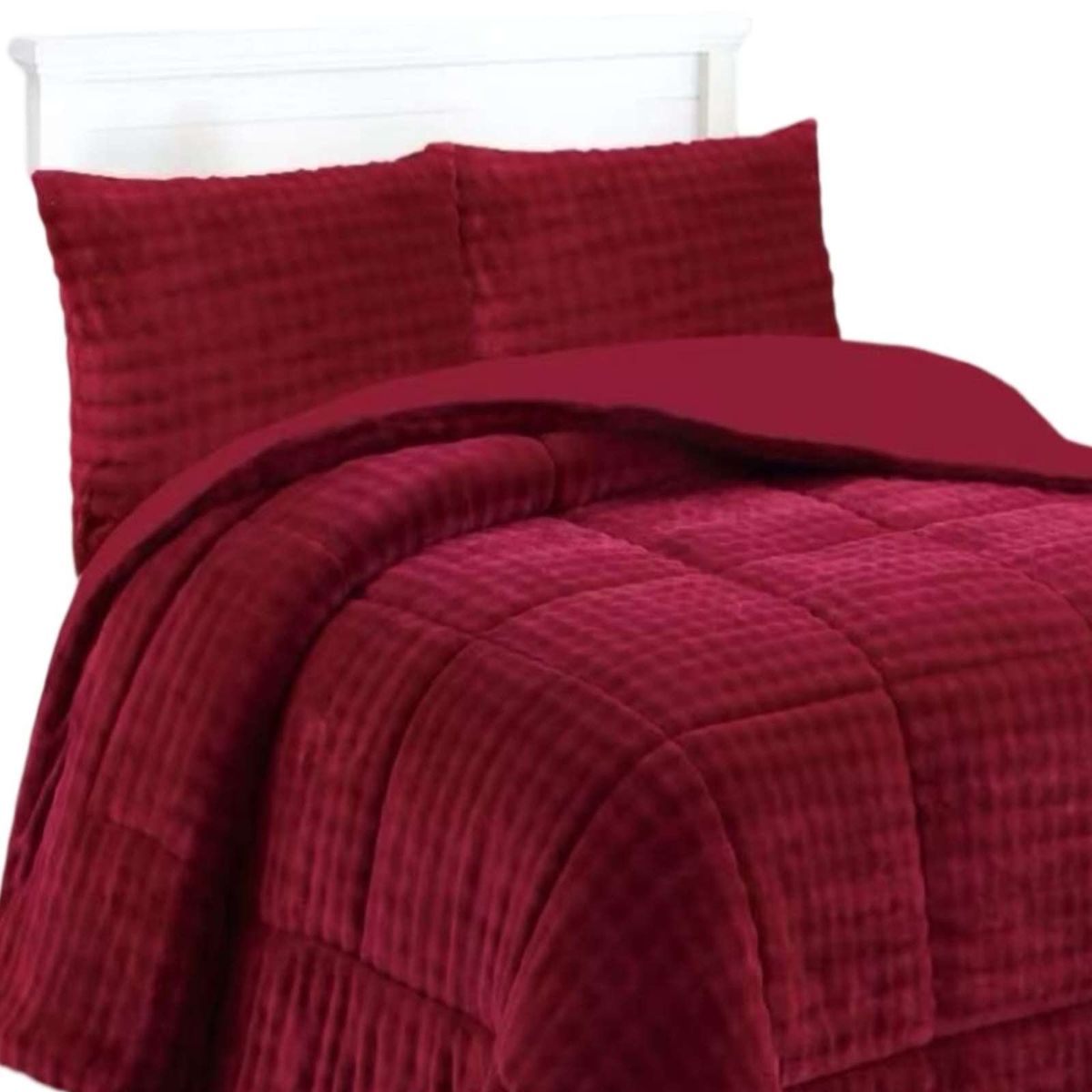 GENERICO - CUBRECAMA CON CHIPORRO CON RELIEVE 2P ROJO