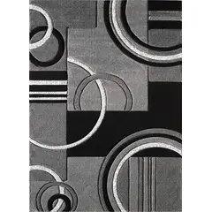 GENERICO - Alfombra 200x300 delgada diseño gris medio circulo antideslizante