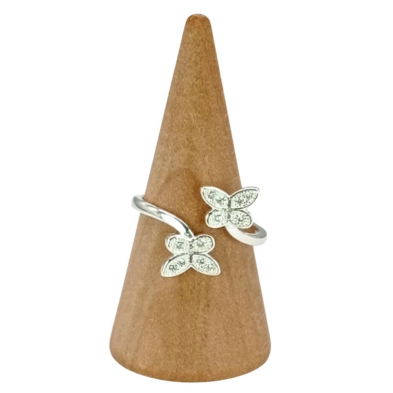 GENERICO - Anillo Doble Mariposa Circones Plata Ajustable Transformación