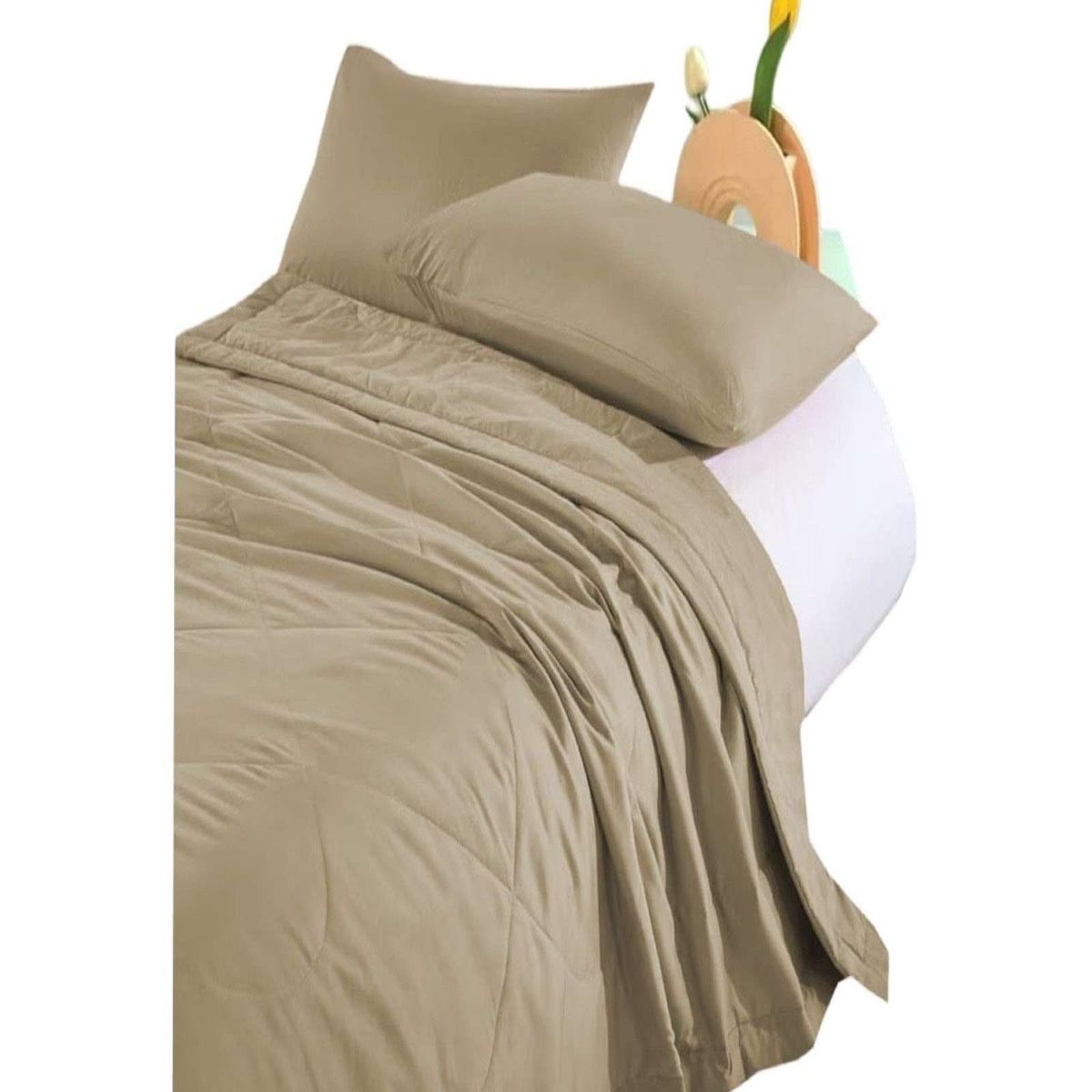 GENERICO - CUBRECAMA EXTRA DELGADO BEIGE PLAZA Y MEDIA 180X220