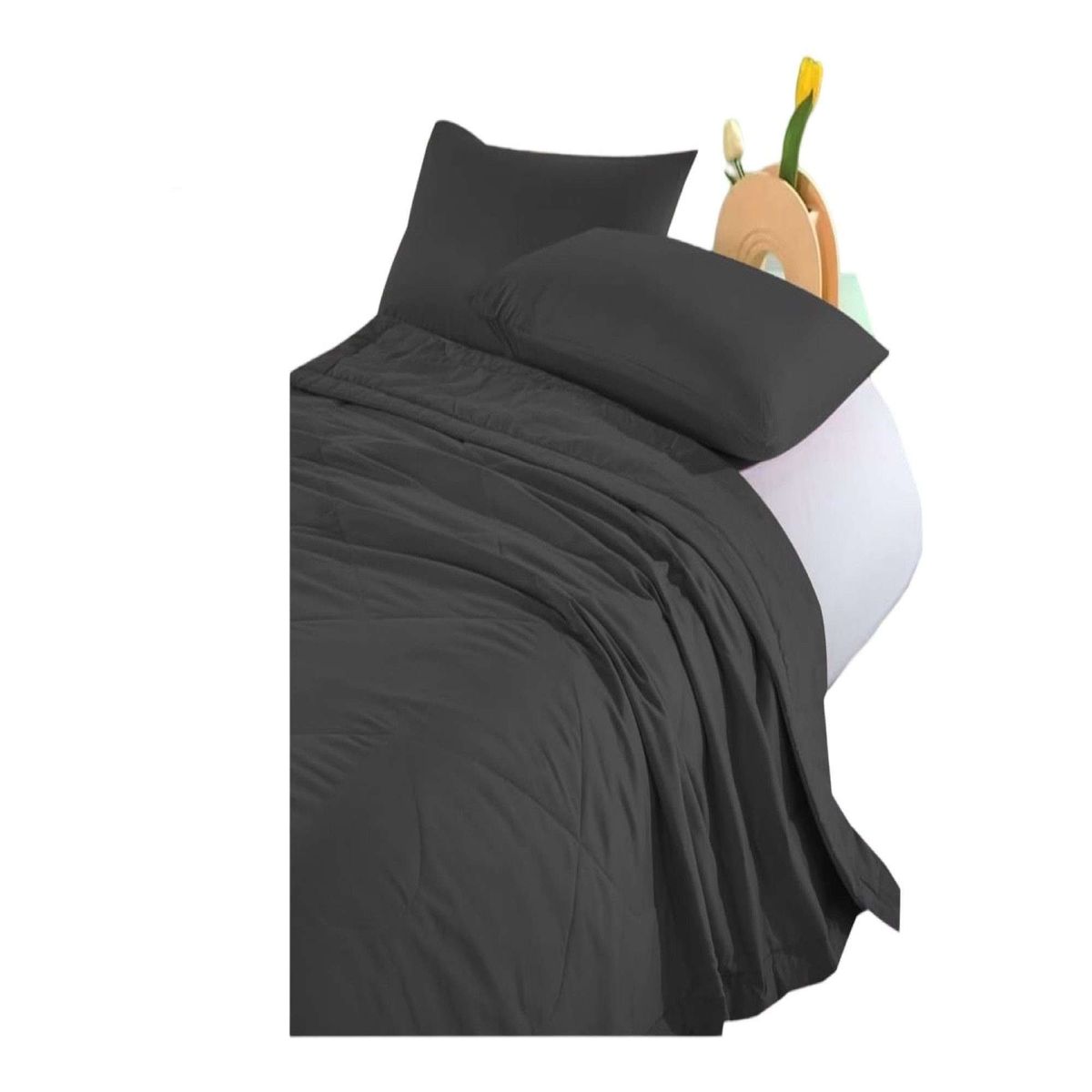 GENERICO - CUBRECAMA  EXTRA DELGADO NEGRO PLAZA Y MEDIA 180X220