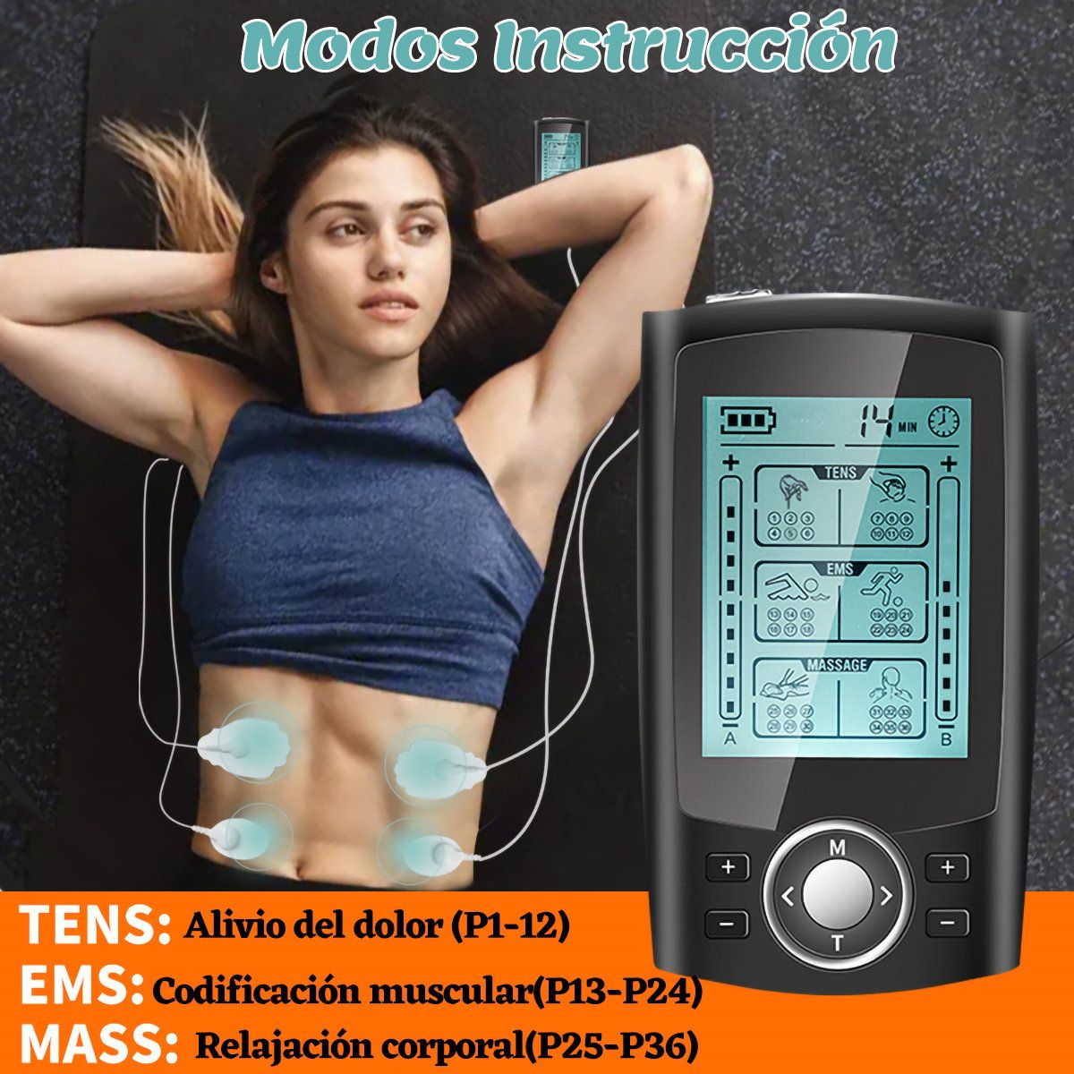 GENERICO - Estimulador Muscular Tens Ems De 36 Modos Y Doble Canal