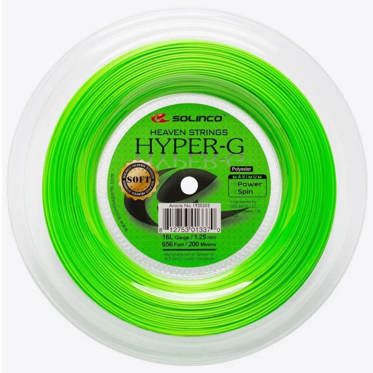 GENERICO - Rollo de Cuerda Solinco Hyper G Soft 1.30 - 200m