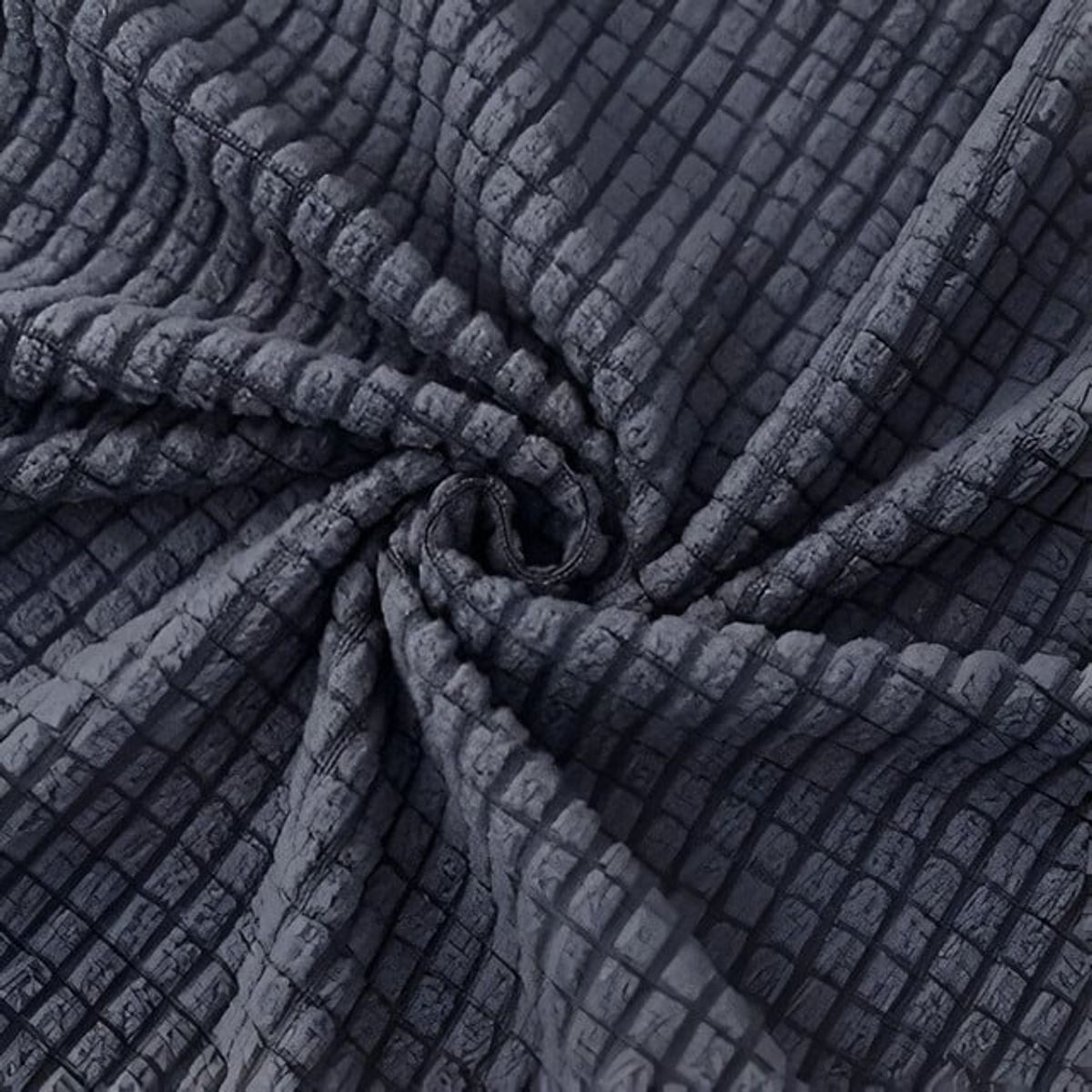 GENERICO - JUEGO DE 6 FUNDAS DE SILLAS CUADRILLE CON FALDON GRIS OSCURO